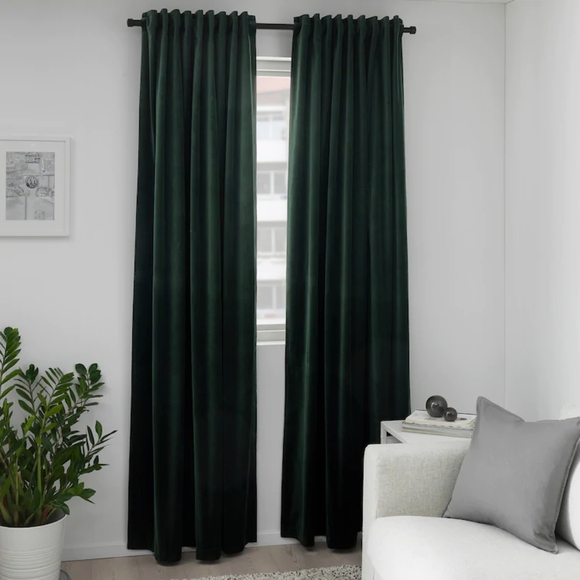 SANELA Room darkening curtains dark green55x98 "